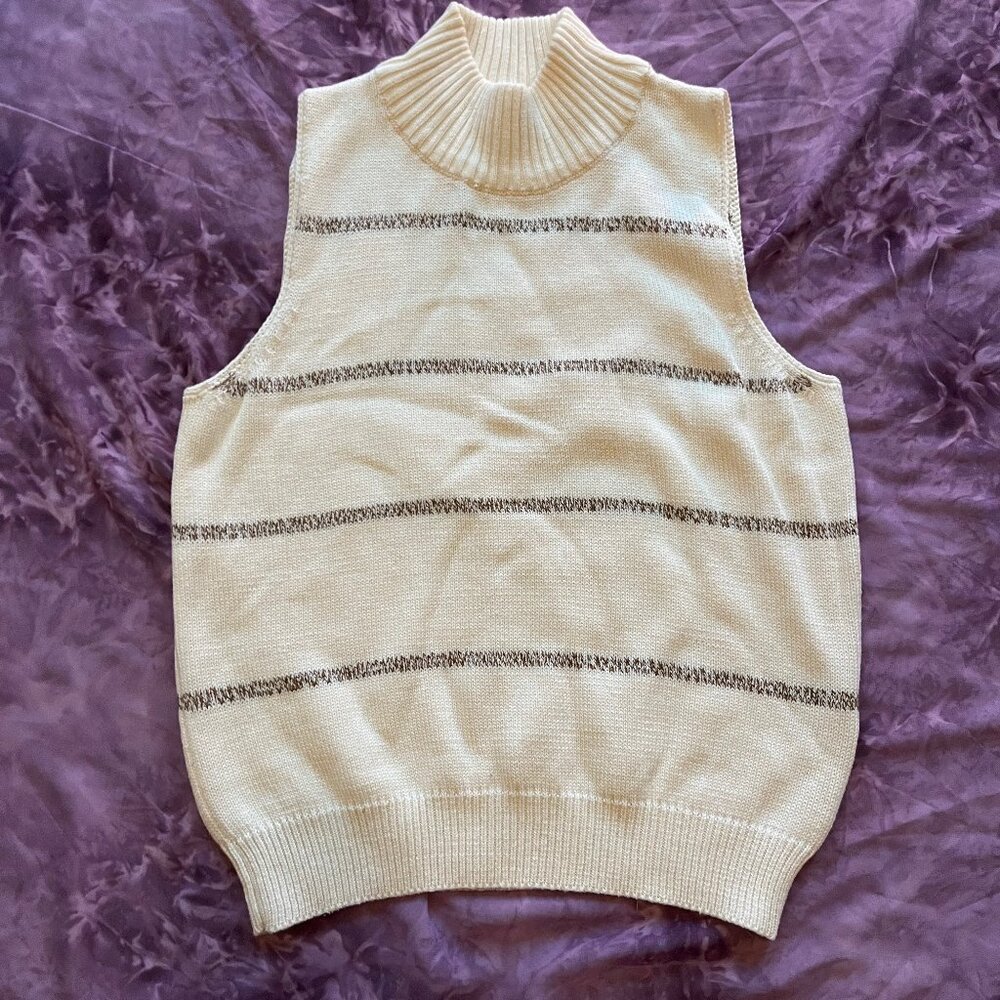 Cream striped Vintage knit Turtleneck